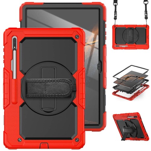 Shockproof Pancerne Etui z Uchwytem do Samsung Galaxy Tab S8 Ultra czerwone