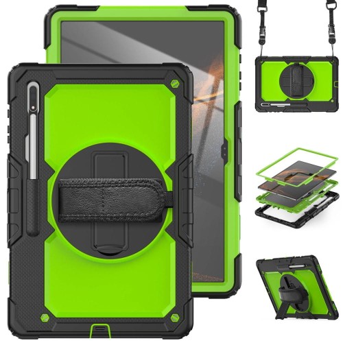 Shockproof Pancerne Etui z Uchwytem do Samsung Galaxy Tab S8 Ultra zielone