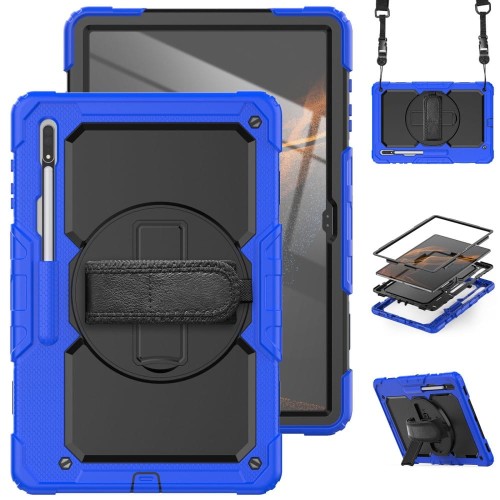 Shockproof Pancerne Etui z Uchwytem do Samsung Galaxy Tab S8 Ultra niebieskie