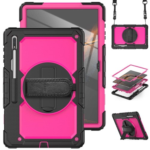 Shockproof Pancerne Etui z Uchwytem do Samsung Galaxy Tab S8 Ultra różowe
