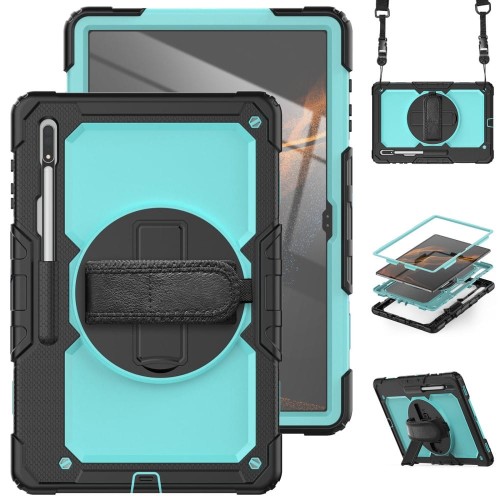 Shockproof Pancerne Etui z Uchwytem do Samsung Galaxy Tab S8 Ultra miętowe
