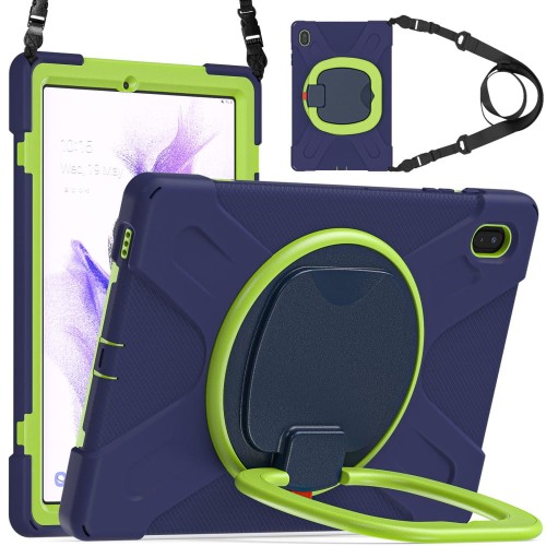 Pancerne Etui Obudowa z Paskiem i Uchwytem do Samsung Galaxy Tab S7 FE / Tab S7 Plus granatowe