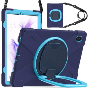 Pancerne Etui Obudowa z Paskiem i Uchwytem do Samsung Galaxy Tab S7 FE / Tab S7 Plus granatowo-niebieskie