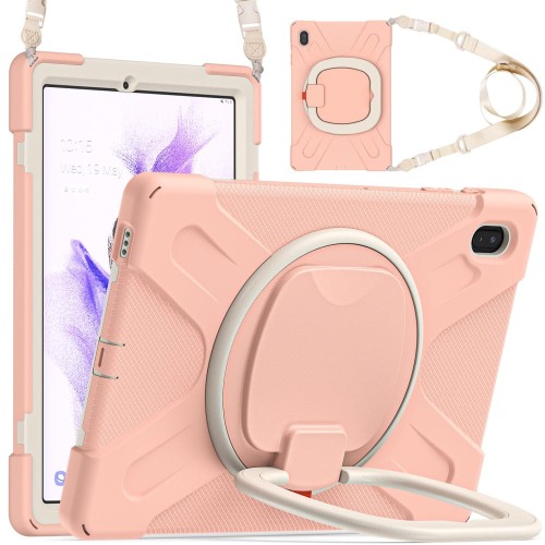 Pancerne Etui Obudowa z Paskiem i Uchwytem do Samsung Galaxy Tab S7 FE / Tab S7 Plus różowe