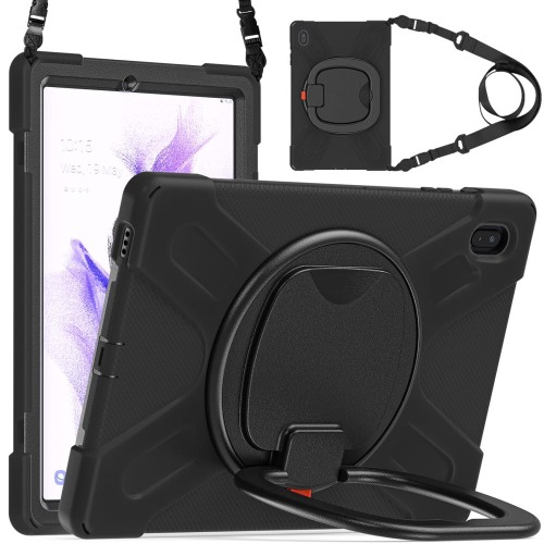 Pancerne Etui Obudowa z Paskiem i Uchwytem do Samsung Galaxy Tab S7 FE / Tab S7 Plus czarne