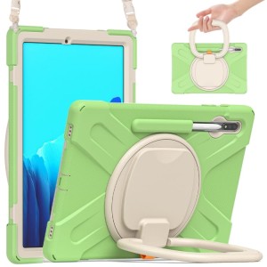 Mocne Etui Obudowa z Paskiem i Uchwytem do Samsung Galaxy Tab S8+ zielone jasne
