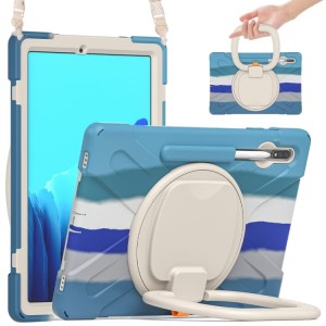 Mocne Etui Obudowa z Paskiem i Uchwytem do Samsung Galaxy Tab S8+ kolorowe/niebieskie