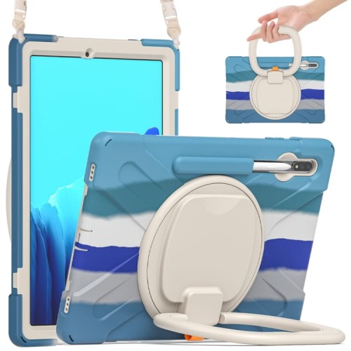 Mocne Etui Obudowa z Paskiem i Uchwytem do Samsung Galaxy Tab S8+ kolorowe/niebieskie