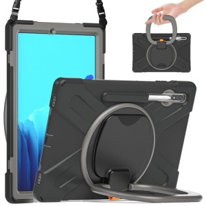 Mocne Etui Obudowa z Paskiem i Uchwytem do Samsung Galaxy Tab S8+ czarno-szare