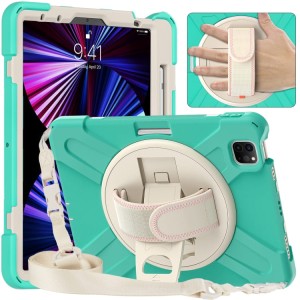 Shockproof  Pancerne Etui z Uchwytem i Paskiem do iPad Pro 11 2021/2020/2018 zielone