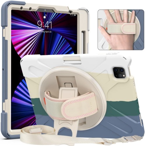 Shockproof Pancerne Etui z Uchwytem i Paskiem do iPad Pro 11 2021/2020/2018 kolorowe