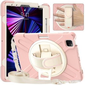 Shockproof  Pancerne Etui z Uchwytem i Paskiem do iPad Pro 11 2021/2020/2018  różowe