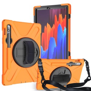 Shockproof  Pancerne Etui z Paskiem do Samsung Galaxy Tab S8 11 cali pomarańczowe