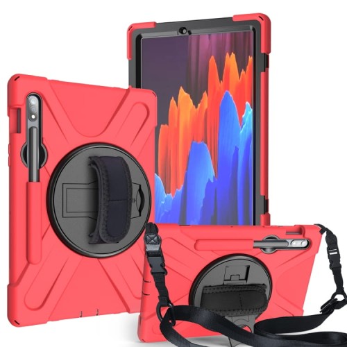 Shockproof Pancerne Etui z Paskiem do Samsung Galaxy Tab S8 11 cali czerwone
