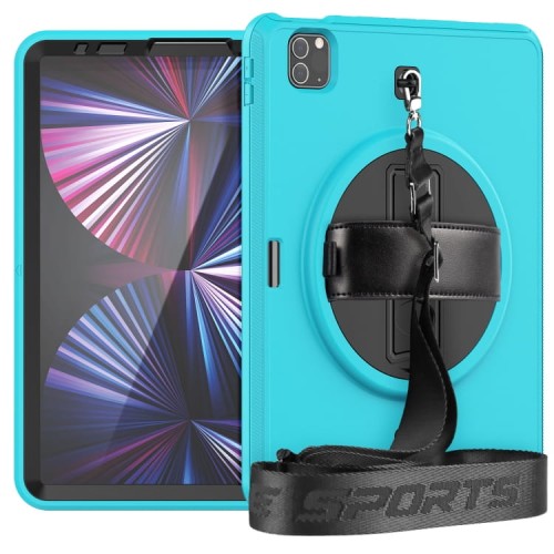 Pancerne Etui z Uchwytem i Paskiem do iPad Pro 11 2021/2020/2018 niebieskie