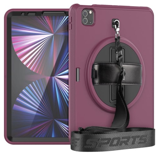 Pancerne Etui z Uchwytem i Paskiem do iPad Pro 11 2021/2020/2018 bordowe