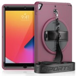 Pancerne Etui Shockproof  z Uchwytem i Paskiem do iPad 10.2 9/8/7 bordowe