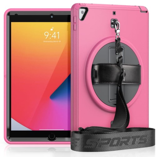 Pancerne Etui Shockproof z Uchwytem i Paskiem do iPad 10.2 9/8/7 różowe