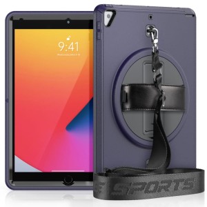 Pancerne Etui Shockproof  z Uchwytem i Paskiem do iPad 10.2 9/8/7 granatowe
