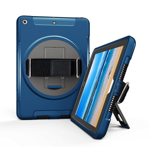 Pancerne Mocne Etui z Uchwytem do iPad 9.7 2018 / 2017 niebieskie