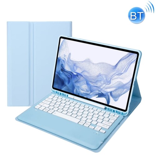 Niebieskie Etui Klawiatura Pen Slot do Samsung Galaxy Tab S8+