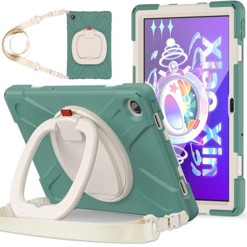 Shockproof Pancerne Etui z Paskiem, Uchwytem do Lenovo Tab M10 Plus 10.6 zielone
