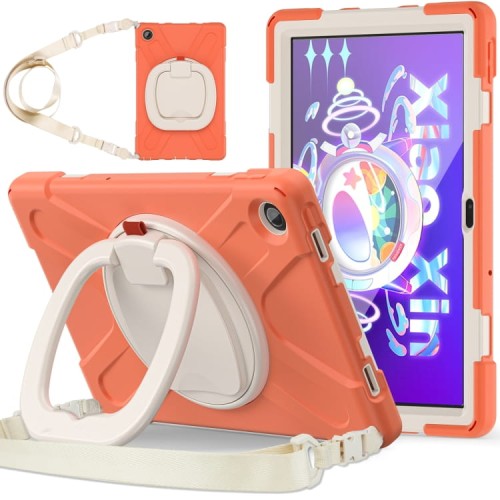 Shockproof Pancerne Etui z Paskiem, Uchwytem do Lenovo Tab M10 Plus 10.6 orange