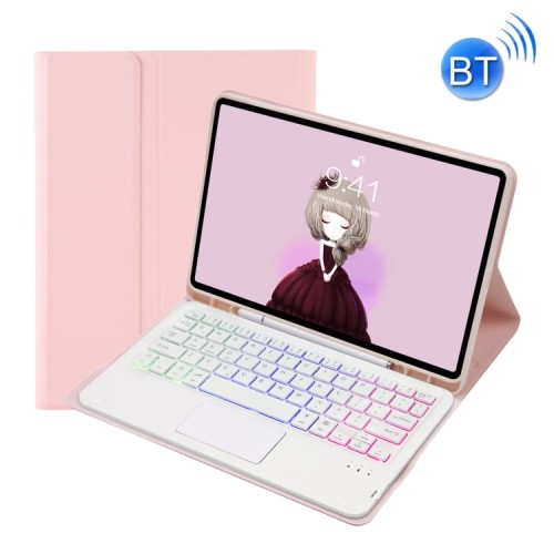 Różowe Etui Podświetlana Klawiatura TouchPad do Samsung Galaxy Tab A8 10.5 2021