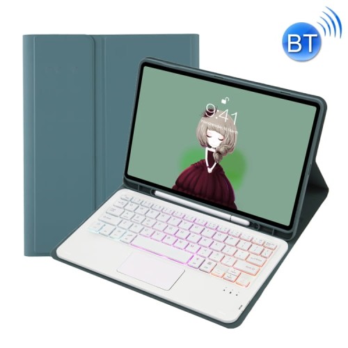 Zielone Etui Podświetlana Klawiatura TouchPad do Samsung Galaxy Tab A8 10.5 2021