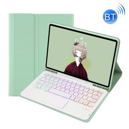 Miętowe Etui Podświetlana Klawiatura TouchPad do Samsung Galaxy Tab A8 10.5 2021