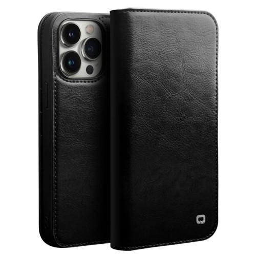 QIALINO Eleganckie Skórzane Etui do iPhone 14 Pro czarne