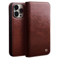 QIALINO Eleganckie Skórzane Etui do iPhone 14 Pro brązowe