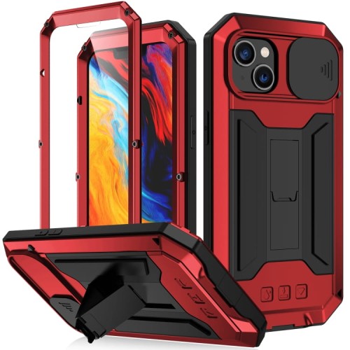 R-JUST Pancerne Etui Antywstrząsowe do iPhone 14 czerwone