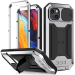 R-JUST Pancerne Etui Antywstrząsowe do iPhone 14 srebrne