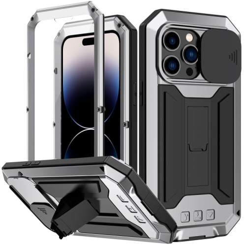 R-JUST Pancerne Etui Antywstrząsowe do iPhone 14 Pro srebrne