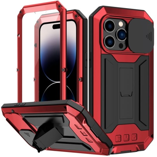 R-JUST Pancerne Etui Antywstrząsowe do iPhone 14 Pro Max czerwone