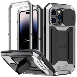 R-JUST Pancerne Etui Antywstrząsowe do iPhone 14 Pro Max srebrne