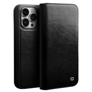 QIALINO Eleganckie Skórzane Etui do iPhone 14 Pro Max czarne