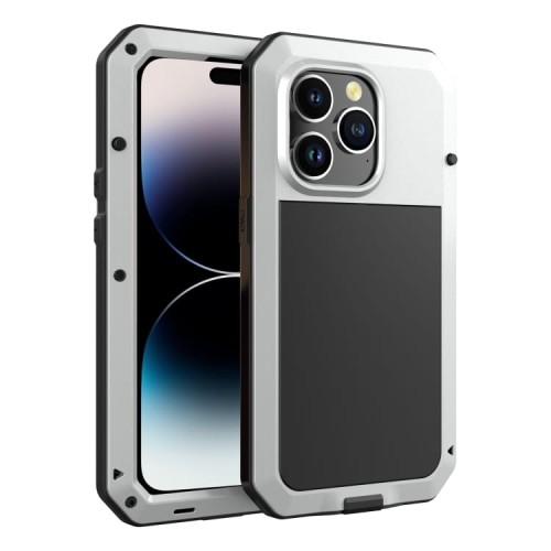 Pancerne Etui Antywstrząsowe Szkło do iPhone 14 Pro Max srebrne