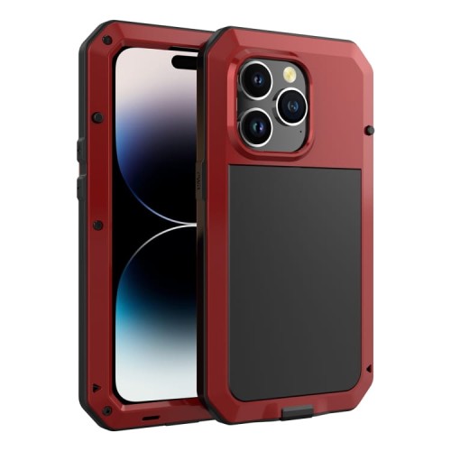 Pancerne Etui Antywstrząsowe Szkło do iPhone 14 Pro Max czerwone