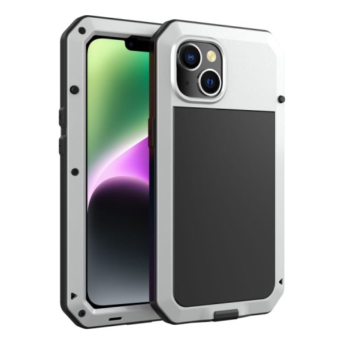 Pancerne Etui Antywstrząsowe Szkło do iPhone 14 Plus srebrne