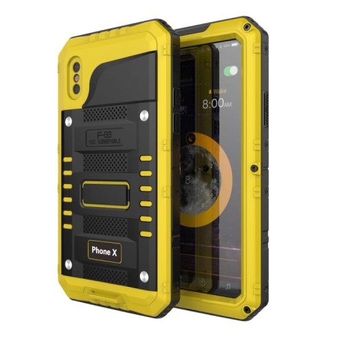 Pancerne Etui Antywstrząsowe Szkło do iPhone X/ XS żółte