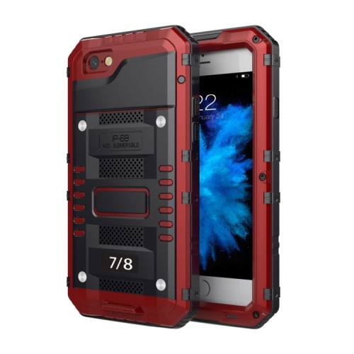 Pancerne Etui Antywstrząsowe Szkło do iPhone SE/8/7 czerwone