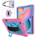 Mocne Etui z Paskiem i Uchwytem do Samsung Galaxy Tab S6 Lite różowo-niebieskie