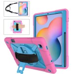 Mocne Etui z Paskiem i Uchwytem do Samsung Galaxy Tab S6 Lite różowo-niebieskie