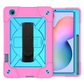 Mocne Etui z Paskiem i Uchwytem do Samsung Galaxy Tab S6 Lite różowo-niebieskie