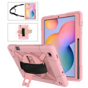 Mocne Etui z Paskiem i Uchwytem do Samsung Galaxy Tab S6 Lite różowe
