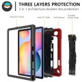 Mocne Etui z Paskiem i Uchwytem do Samsung Galaxy Tab S6 Lite czerwono-czarne