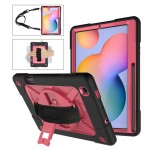 Mocne Etui z Paskiem i Uchwytem do Samsung Galaxy Tab S6 Lite czarno-różowe