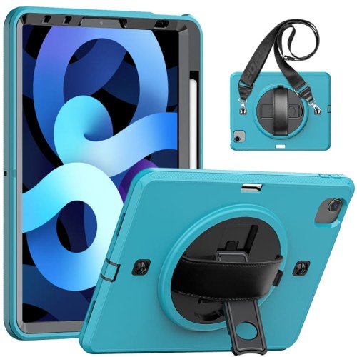 Niebieskie Pancerne Etui z Uchwytem, Paskiem do iPad Air 10.9 2022/2020